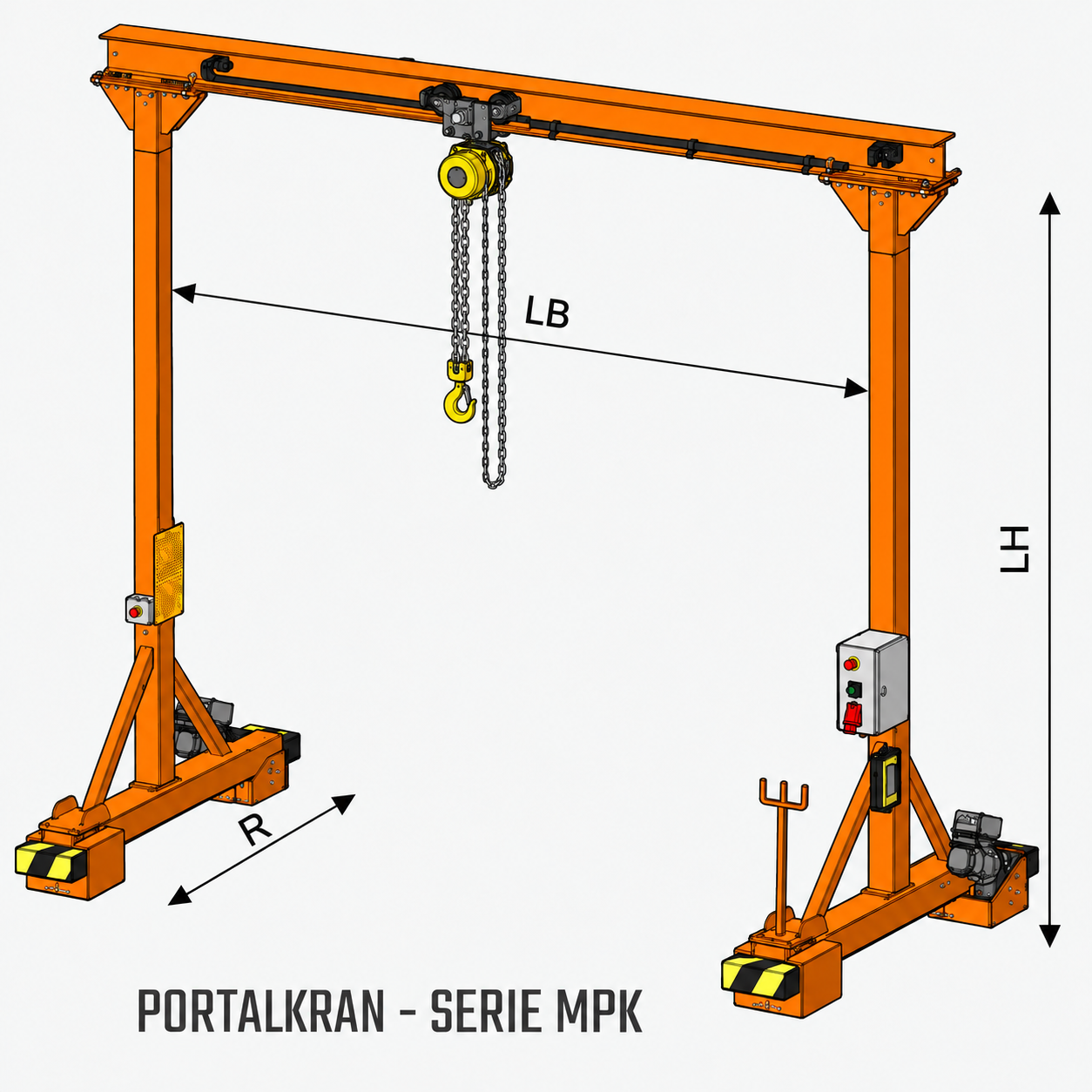 Mobiler Elektro-Portalkran für Hallen – unter Last verfahrbarer Bockkran bis 3.200 kg