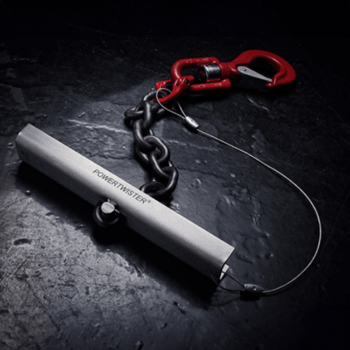 Powertwister - Hebehilfe mit Haken und Kette zum Heben und Abtrommeln von Kabeltrommeln