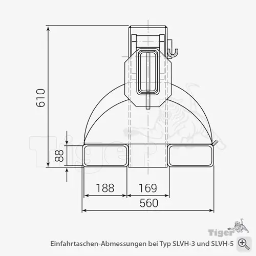Technisches Bild von Teleskoplader - Stapler-Lastarm, teleskopierbar und höhenverstellbar Technisches Bild für tigerhebezeuge-stapler-lastarm-serie-slvh-einfahrtaschen-slvh-3-und-slvh-5