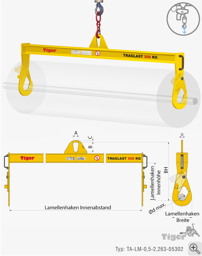 2. Produktbild zu lamellenhakentraverse ta lm 0 5 2 263 tigerhebezeuge 1