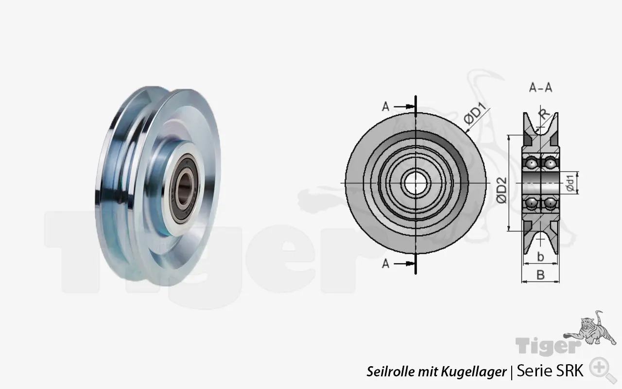 Zum Vergrößern anklicken Technisches Bild für seilrollen-srk-kugellager