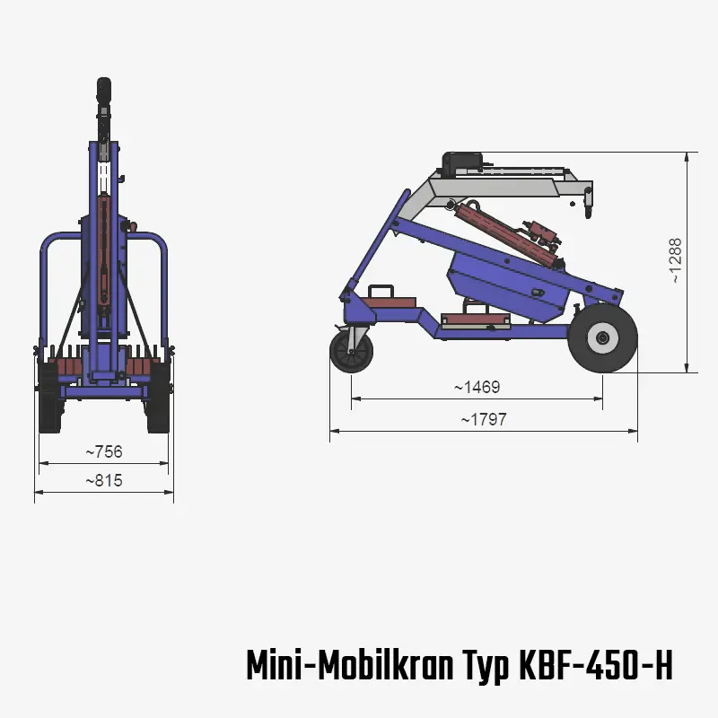 2. Produktbild zu tigerhebezeuge gegengewichts leichtbaukran kbf elektrohydraulisch typ KBF 450 H zeichnung