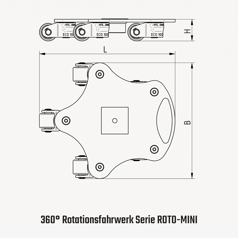 Kleine Rotationsfahrwerke ECO-Skate® ROTO-Mini 360 Grad Kreiselfahrwerke (Bauhöhe 60 mm)