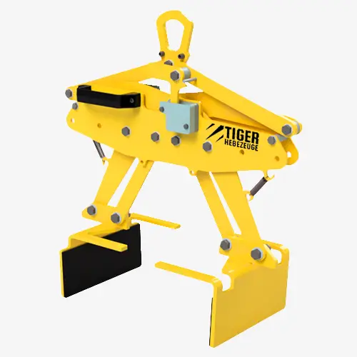 Produktbild von Kartongreifer mit Kranöse und Taktautomatik zum Heben von Kartons und Holzkisten tiger-kartongreifer-mit-kranoese-und-taktautomatik-serie-PKX-TA-hebegreifer-fuer-kartons-und-holzkisten