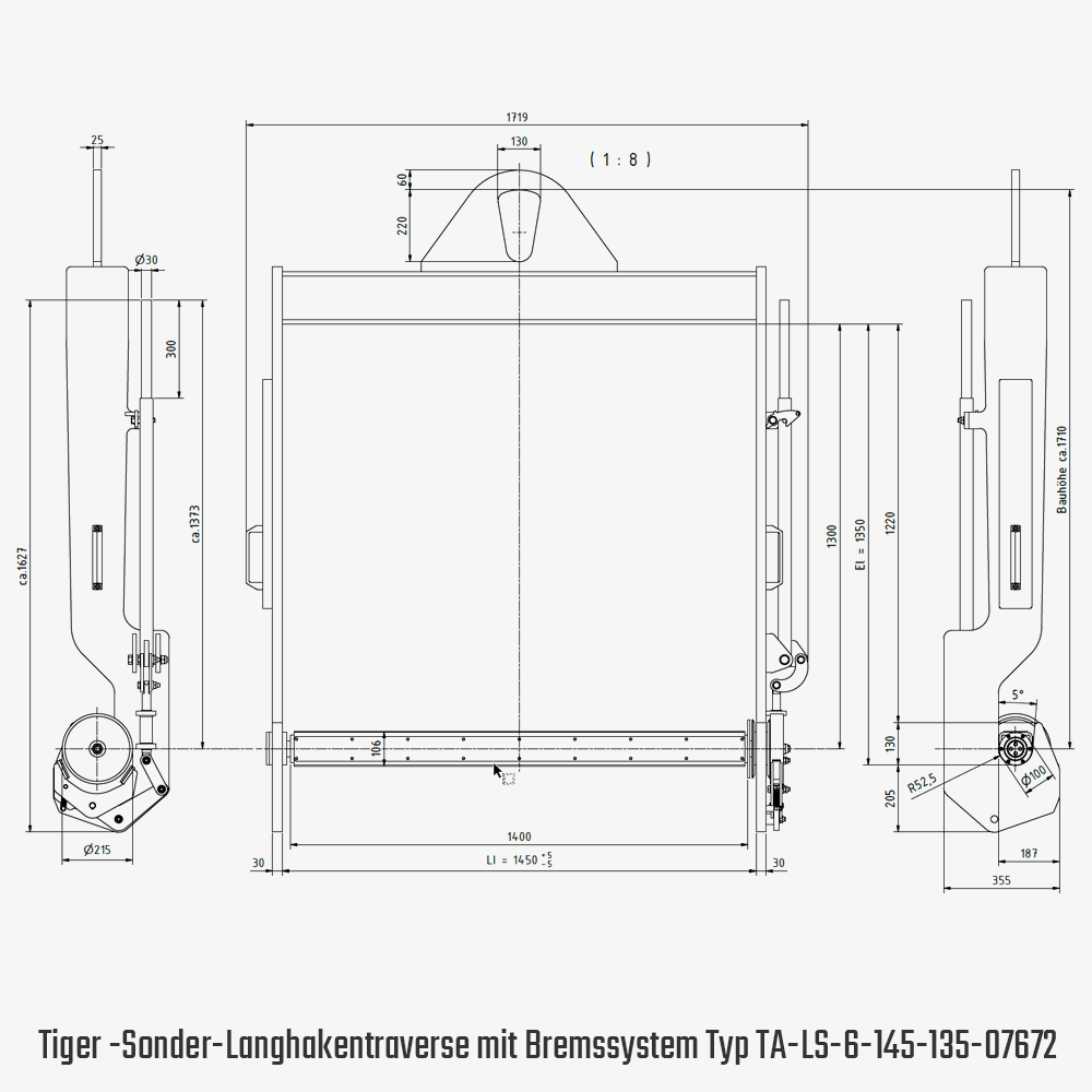 Technisches Bild für tiger-sonder-lamellenhakentraverse-mit-bremssystem-typ-TA-LS-6-145-135-07672-zeichnung