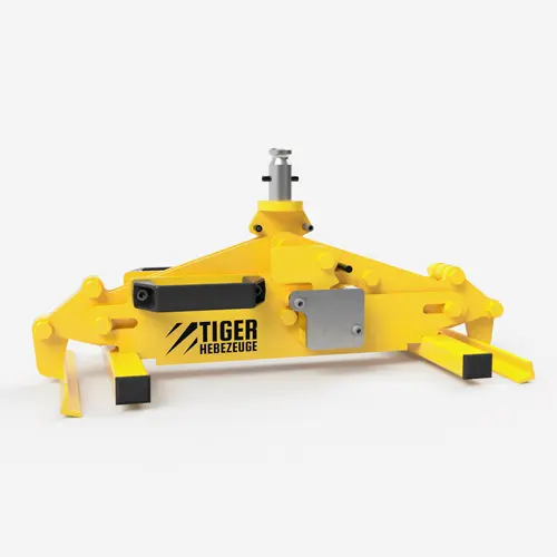 Produktbild von Kastenaußengreifer mit Taktautomatik und Kupplungsstift zum Kranen von Kunststoffkisten Serie KAX-TA-M tigerhebezeuge-kastengreifer-mit-taktautomatik-und-manukuppler-serie-KAX-TA-M