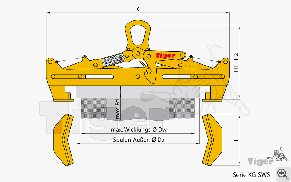 Zum Vergrößern anklicken Technisches Bild für spulen-hebezange-kg-sws-2