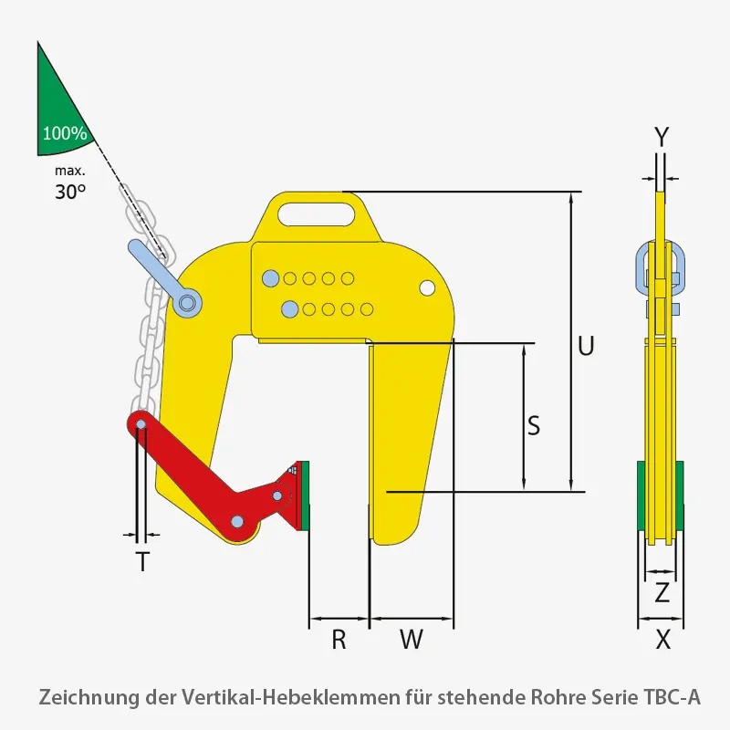 Technisches Bild für terrier-vertikal-hebeklemme-fuer-betonrohre-serie-TBC-A-zeichnung