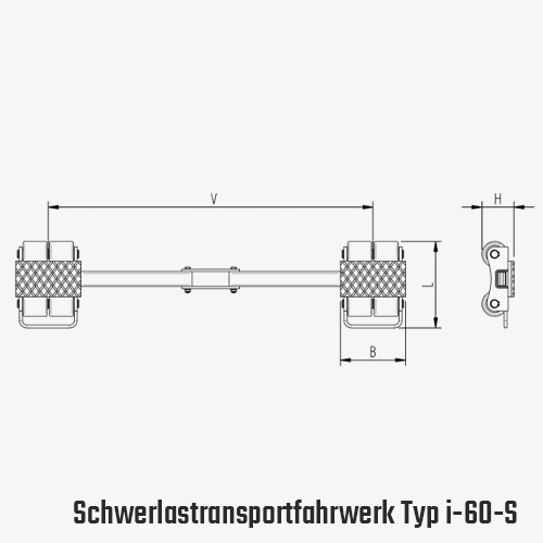 Technisches Bild für tigerhebzeuge-schwerlastfahrwerk-schwerlast-transportfahrwerk-mit-pu-rollen-typ-I-60-S-zeichnung