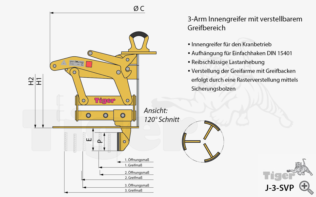 Zum Vergrößern anklicken Technisches Bild für innengreifer-j-3-svp-verstellbar