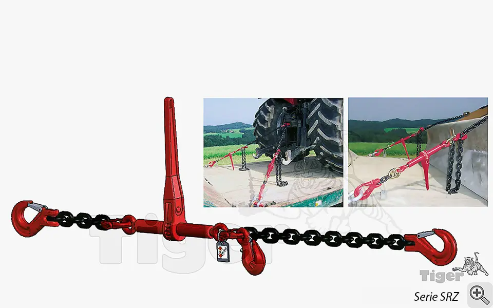 Technisches Bild von Zurrkette GK8, 1-teilig nach EN 12195-3 - Spannkette im Baukastensystem zur LKW-Ladungssicherung Technisches Bild für zurrketten-srz-ladungssicherung-25