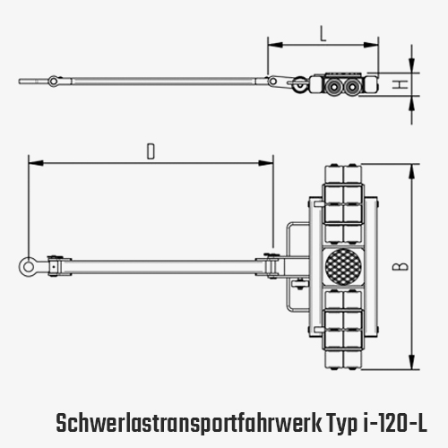 Technisches Bild für tigerhebzeuge-schwerlastfahrwerk-schwerlast-transportfahrwerk-mit-pu-rollen-typ-I-120-L-zeichnung