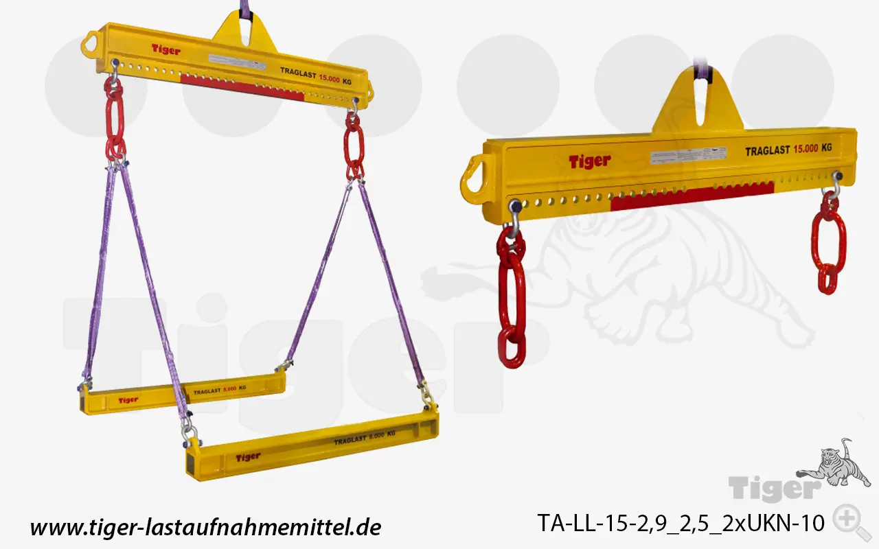 Produktbild von Tiger Sonder-Balkentraverse mit Lochleiste und vor Kopf angeschweißten Lasthaken Serie Sonder-TA-LL-UKN tiger-sonder-balkentraverse-ta-ll-15-2-9-2-5-2xukn-10