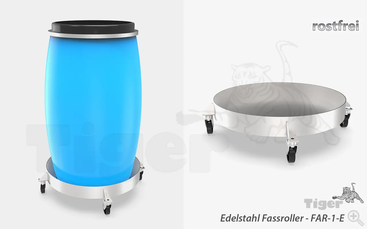 3. Produktbild zu tigerhebezeuge edelstahl fassroller far 1 e mit boden 3. Produktbild zu tigerhebezeuge edelstahl fassroller far 1 e mit boden