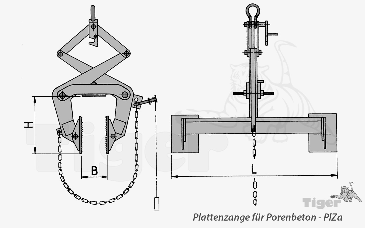 Zum Vergrößern anklicken Technisches Bild für plattenzange-porenbeton-zeichnung