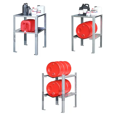 Produktbild von Gebinderegal, verzinkt zur sicheren Lagerung von Kleingebinden u. ä. Serie GR tigerhebezeuge-gebinderegal-serie-GR-umweltlagertechnik