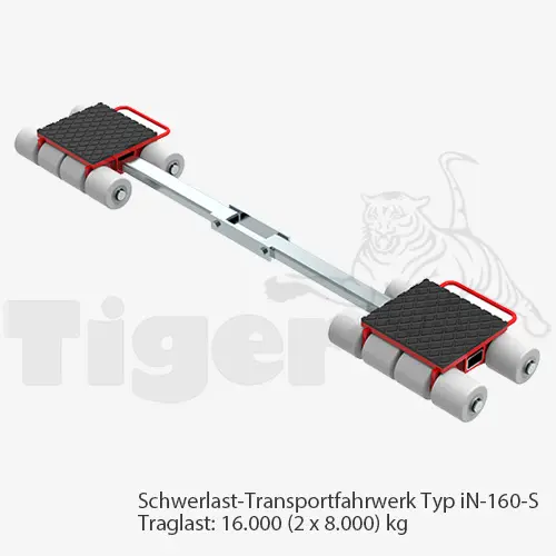 Produktbild von Schwerlast-Transportfahrwerke mit Nylon-Rollen zur 3-Punkt-Auflage TH: 110 mm tigerhebezeuge-schwerlast-transportfahrwerk-iN-160-S