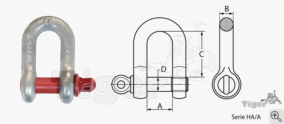 Zum Vergrößern anklicken Technisches Bild für anschlagmittel-hochfeste-schaekel-ha-a