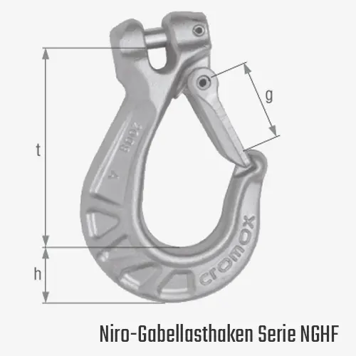 Zum Vergrößern anklicken Technisches Bild für tigerhebezeuge-kettenbeschlagteile-niro-gabel-lasthaken-aus-edelstahl-rostfrei-serie-NGHF-zeichnung