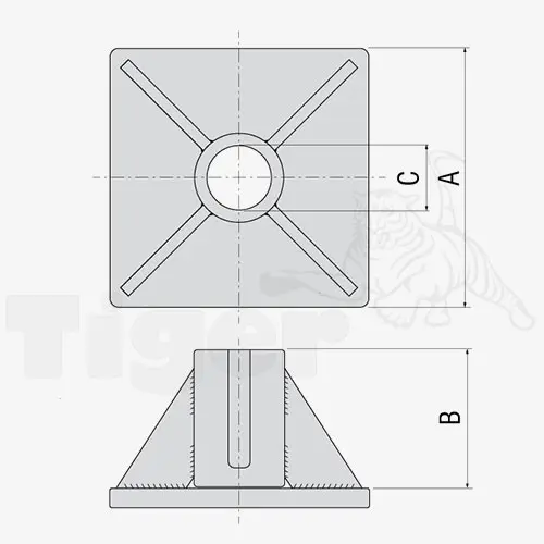 Technisches Bild von Befestigungsmaterial passend für Yale Hydraulikzylinder YS Technisches Bild für ays-stuetzplatte-2