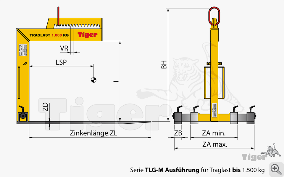 Zum Vergrößern anklicken Technisches Bild für kran-ladegabel-tlg-m-zeichnung-2