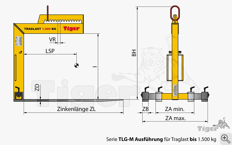 Zum Vergrößern anklicken Technisches Bild für kran-ladegabel-tlg-m-zeichnung-2