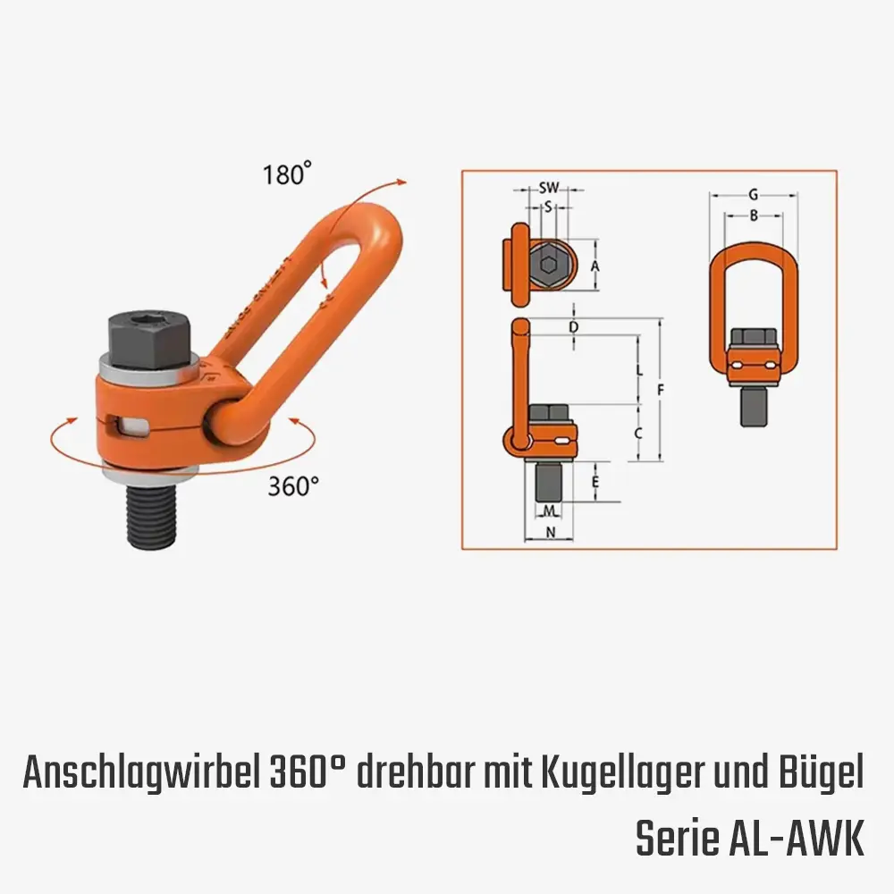 Drehbare Transportringe HK-AWK für sichere Lastaufnahme im Hebe- und Transporteinsatz