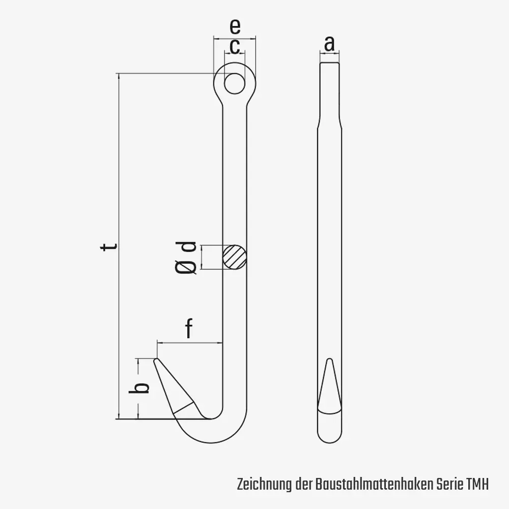 Zum Vergrößern anklicken Technisches Bild für tigerhebezeuge-stahlmattenhaken-serie-TMH-in-gk8-zeichnung
