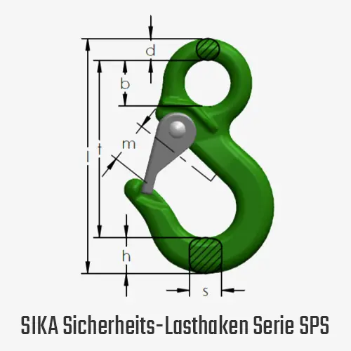 Zum Vergrößern anklicken Technisches Bild für tigerhebezeuge-kettenbeschlagteile-sika-lasthaken-mit-besonders-stabilem-verschluss-GK5-serie-SPS-zeichnung