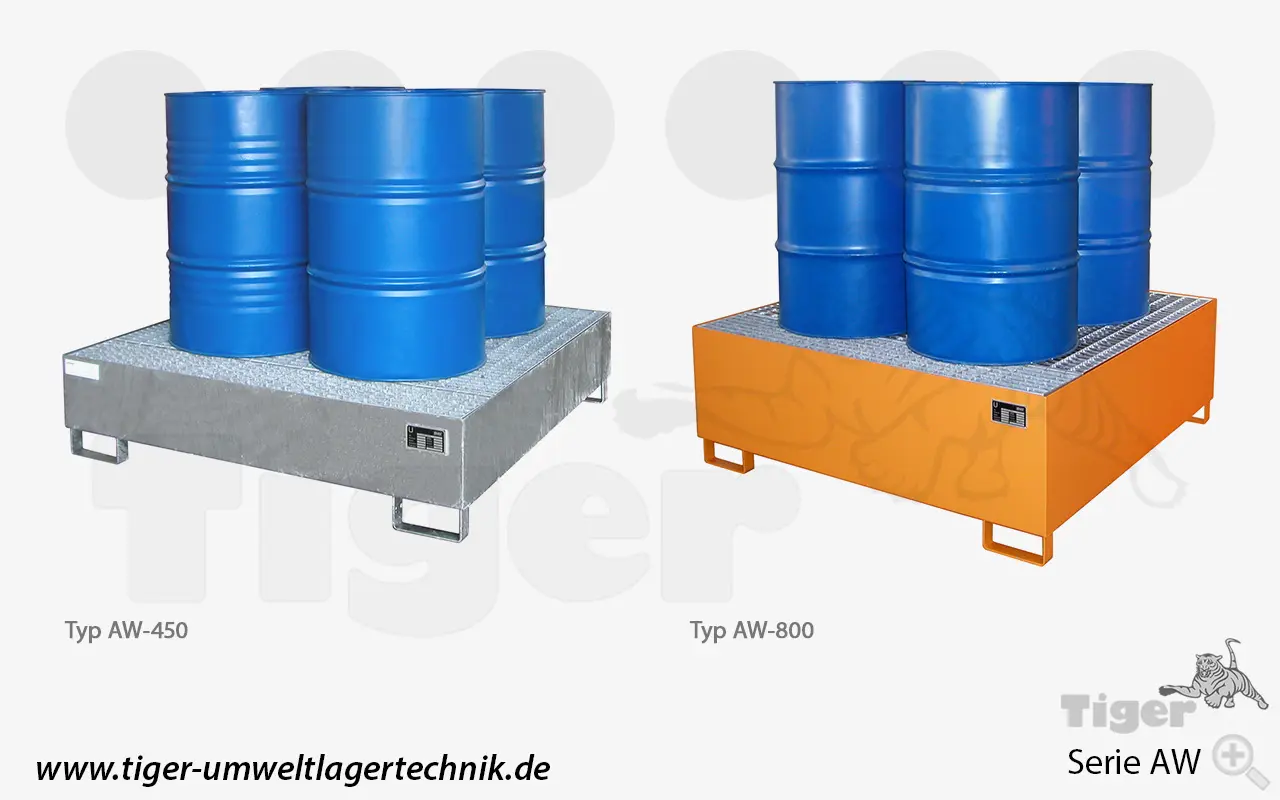 Produktbild von Auffangwanne für IBC-Container und Fässer - IBC Auffangbehälter zur umweltgerechten Gefahrstoff-Lagerung stahl-auffangwannen-aw-450-aw-800-11