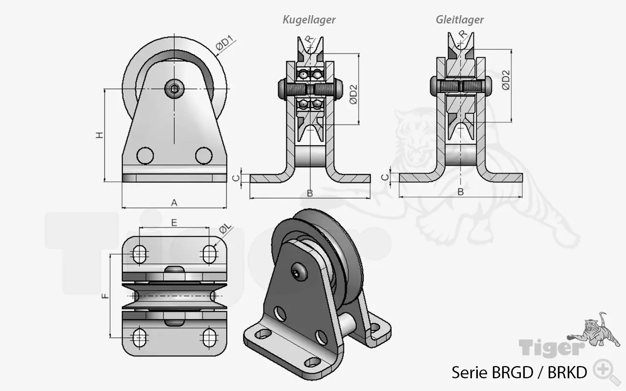 Zum Vergrößern anklicken Technisches Bild für drahtseilrollenbock-brgd-brkd-zeichnung