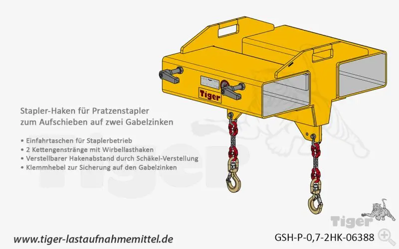 Produktbild von Tiger Sonder-Staplerhaken zum Aufschieben auf die Stapler-Gabelzinken Serie Sonder-GSH tiger-stapler-haken-06388-lastaufnahmemittel_800x800
