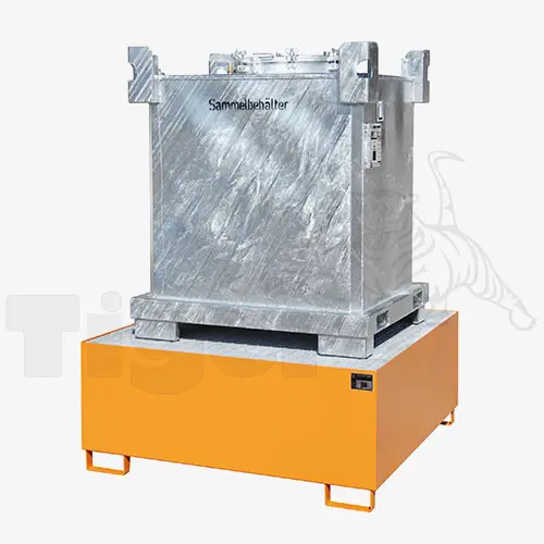 Produktbild von Auffangwanne für IBC-Container und Fässer - IBC Auffangbehälter zur umweltgerechten Gefahrstoff-Lagerung Serie AW tigerhebezeuge-stahl-auffangwannen-fuer-ibc-container-faesser-aw