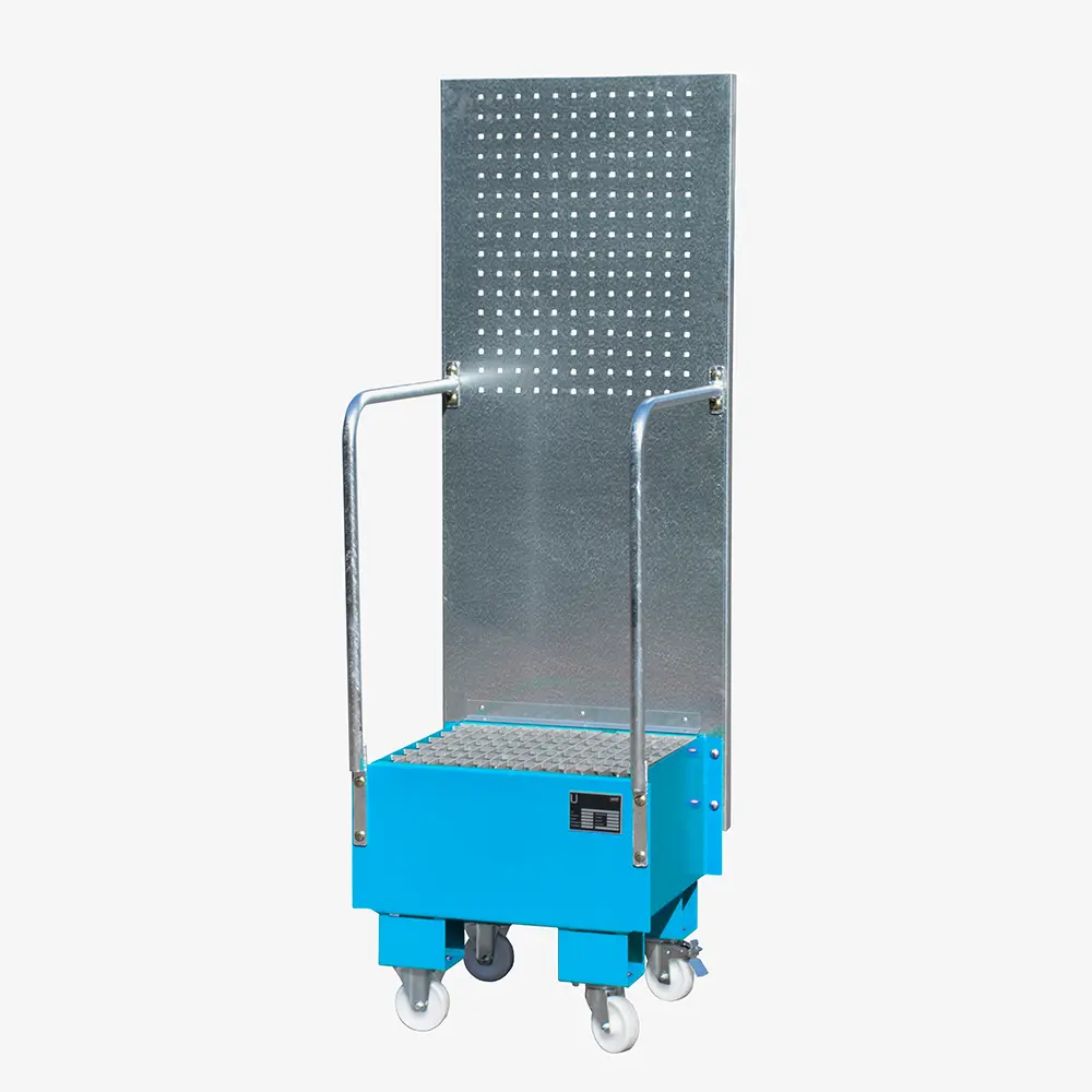 Produktbild von tigerhebezeuge fahrbare auffangwanne mit lochplattenwand blau lackiert typ LPW 60 1 BLAU 01 x
