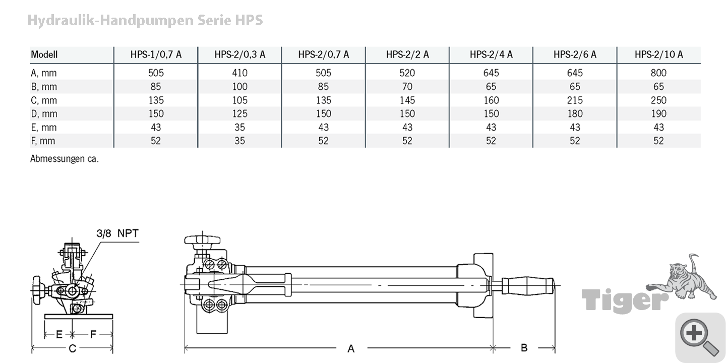 Zum Vergrößern anklicken Technisches Bild für handpumpe-serie-hps-zeichnung