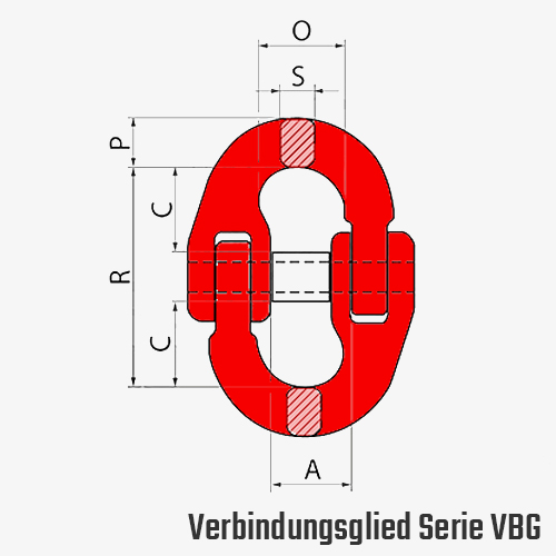 Zum Vergrößern anklicken Technisches Bild für tigerhebezeuge-anschlagmittel-kettenbeschlagteile-ketten-verbindungsglied-serie-VBG-zeichnung