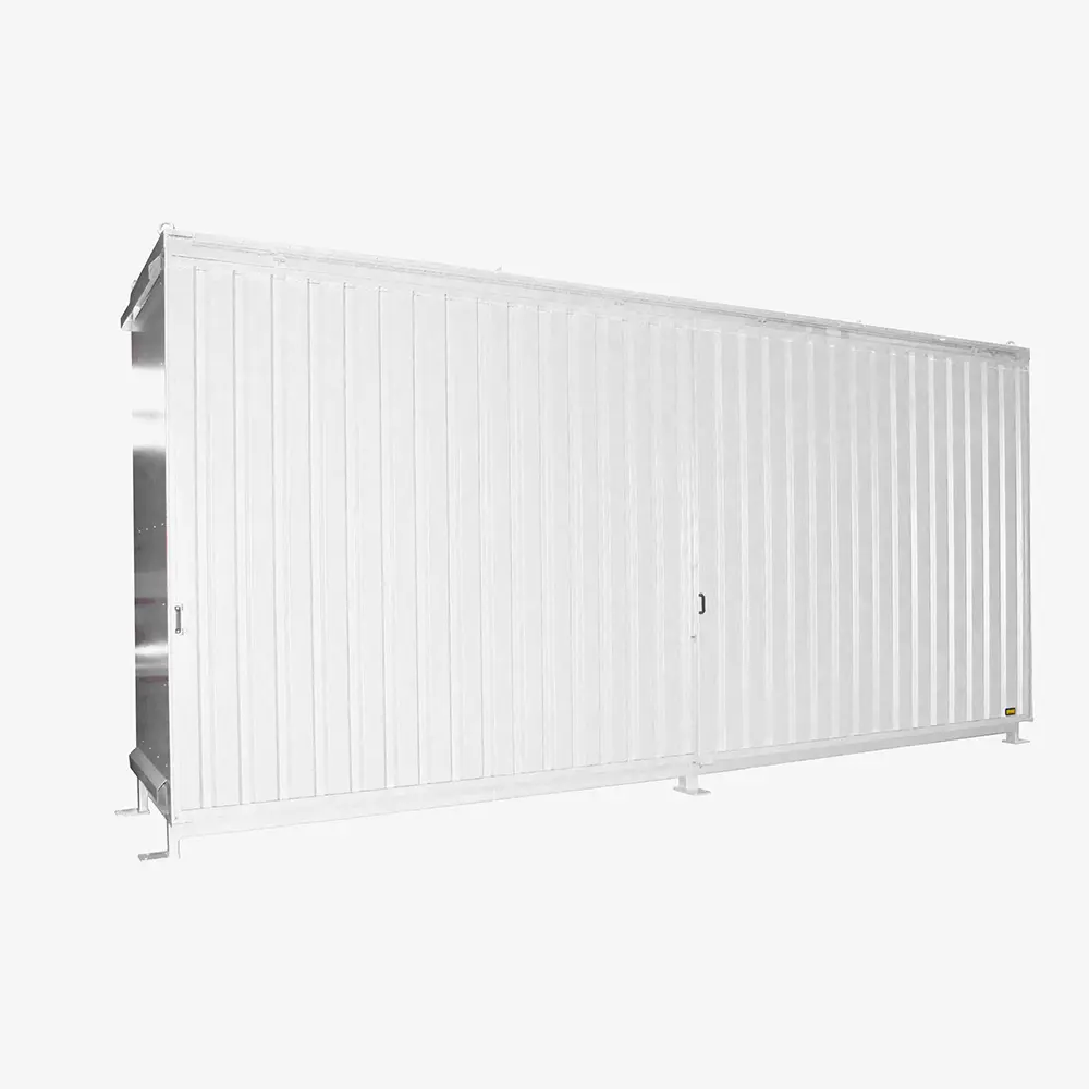 Gefahrstoff-Regalcontainer CEN mit Auffangwanne, Gitterrost und DIBt-Zulassung