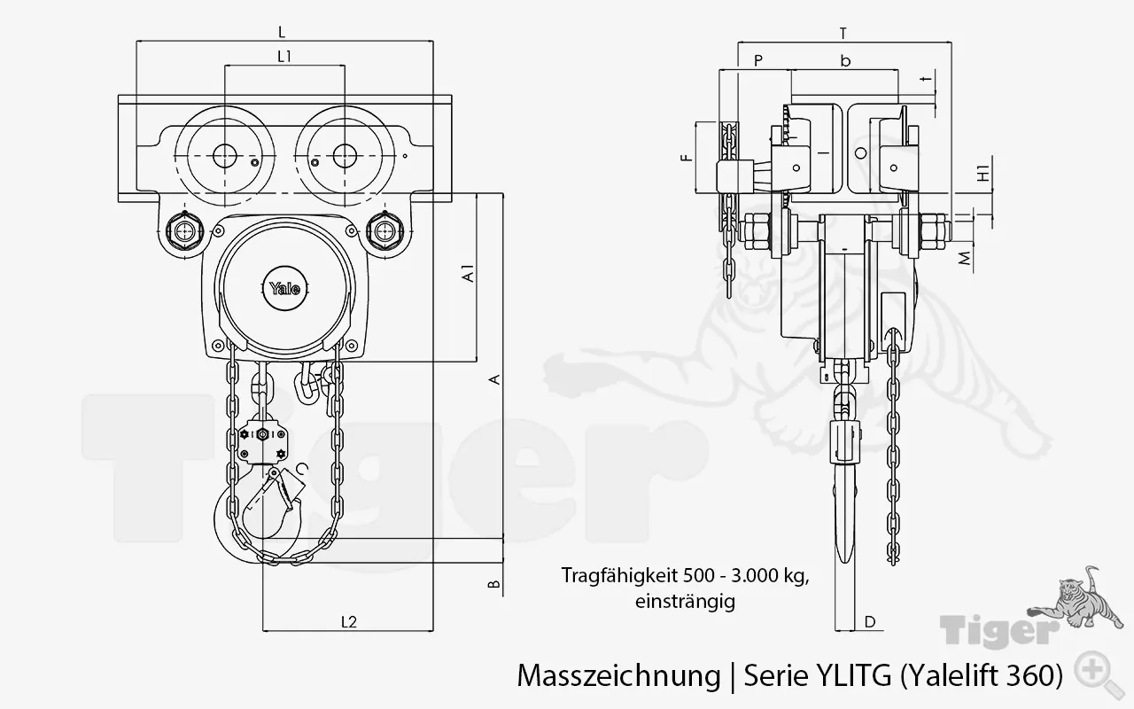 Zum Vergrößern anklicken Technisches Bild für stirnradflaschenzug-haspelfahrwerk-yale-ylitg-500-bis-3000kg