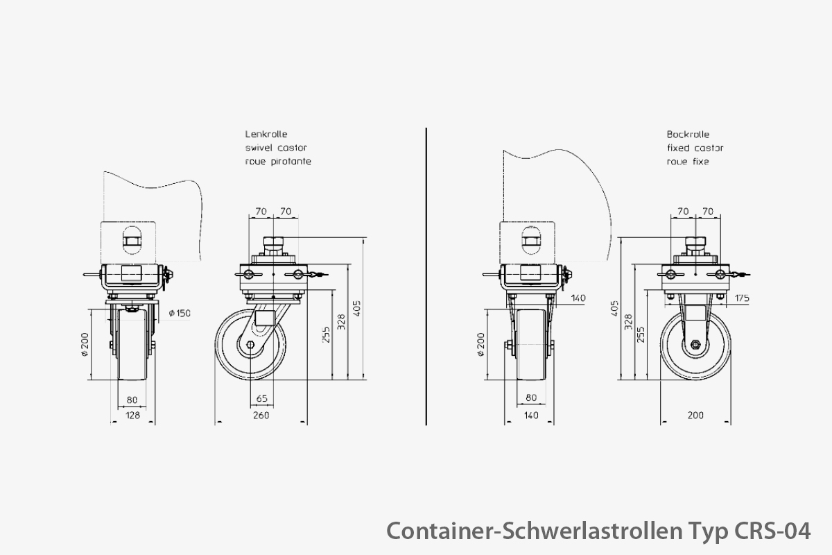 2. Produktbild zu tigerhebezeuge container schwerlastrollen satz crs 04