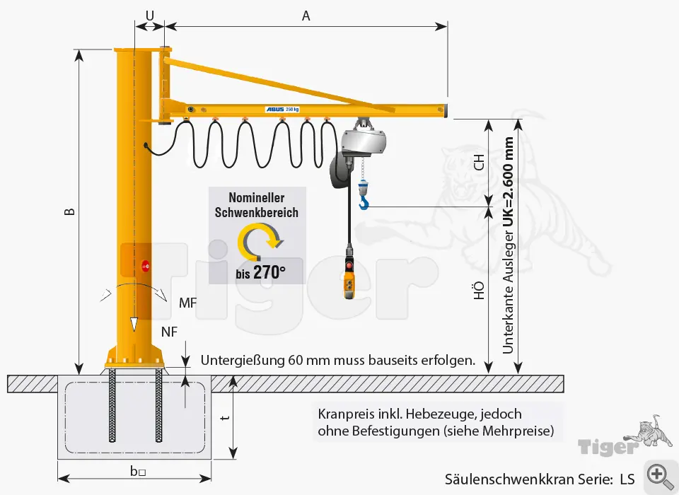 Zum Vergrößern anklicken Technisches Bild für saeulenschwenkkran-serie-ls-1