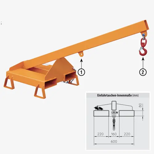Zum Vergrößern anklicken Technisches Bild für tigerhebezeuge-stapler-lastarme-serie-LA-25-hakenposition+taschenabmessungen