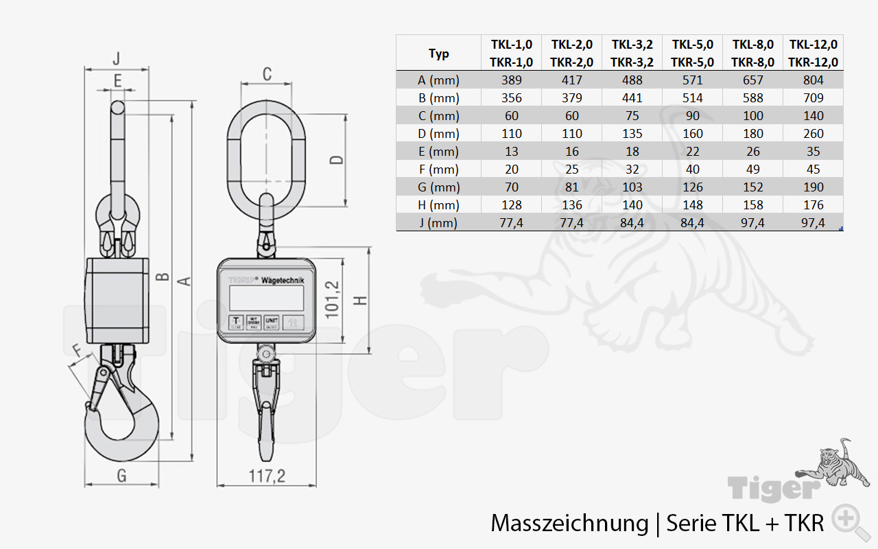 Zum Vergrößern anklicken Technisches Bild für kranhakenwaagen-tigrip-tkl-tkr-zeichnung