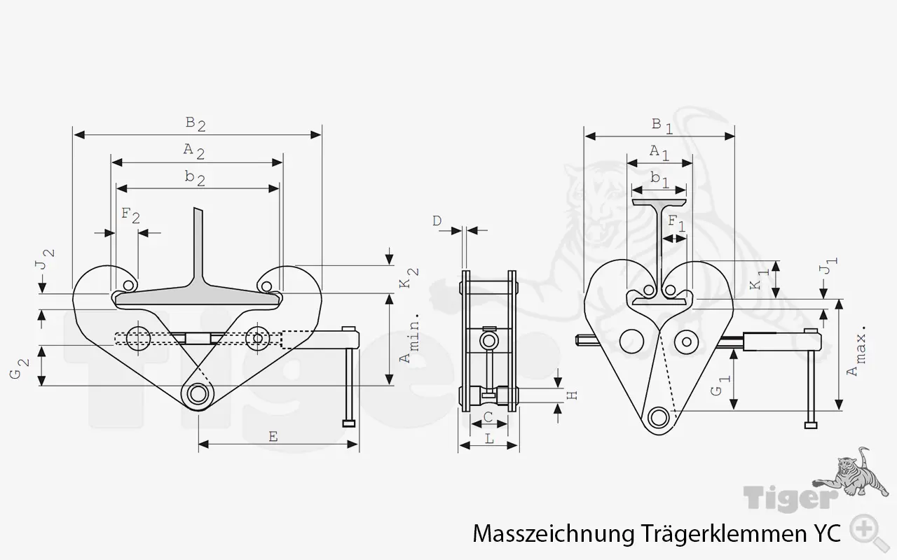 Technisches Bild für traegerklemme-yc-masszeichnung