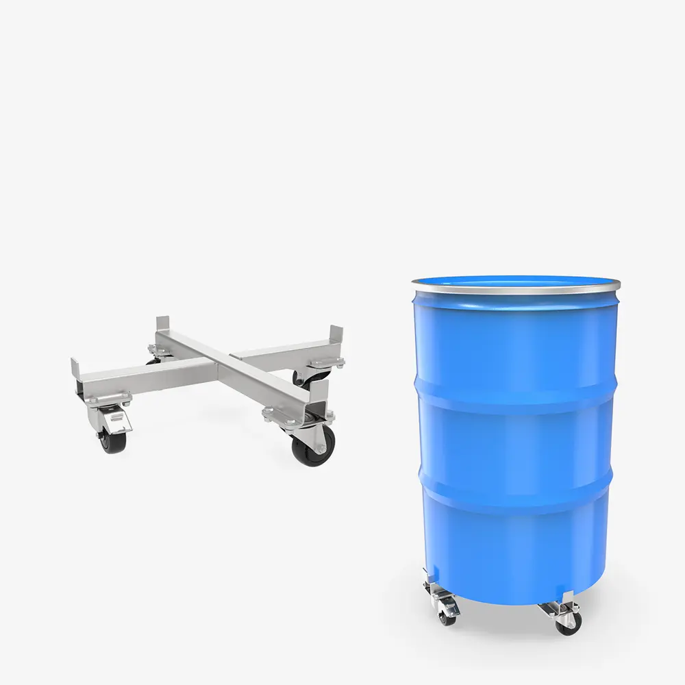 Produktbild von Rostfreier Fassroller aus V2A Edelstahl zum rollenden Transport von Fässern bis 200 l Inhalt tigerhebezeuge-edelstahl-fassroller-ohne-boden-typ-FAR-2-E