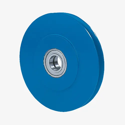 Produktbild von Seilrollen für 90° und 180° Umlenkung aus Stahl, mit gedrehter Rille und Rillenkugellager tigerhebezeuge-seilrollen-drahtseilrollen-serie-DSR-S