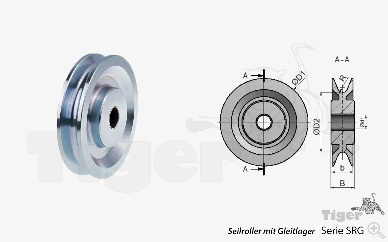 Zum Vergrößern anklicken Technisches Bild für seilrollen-srg-gleitlager