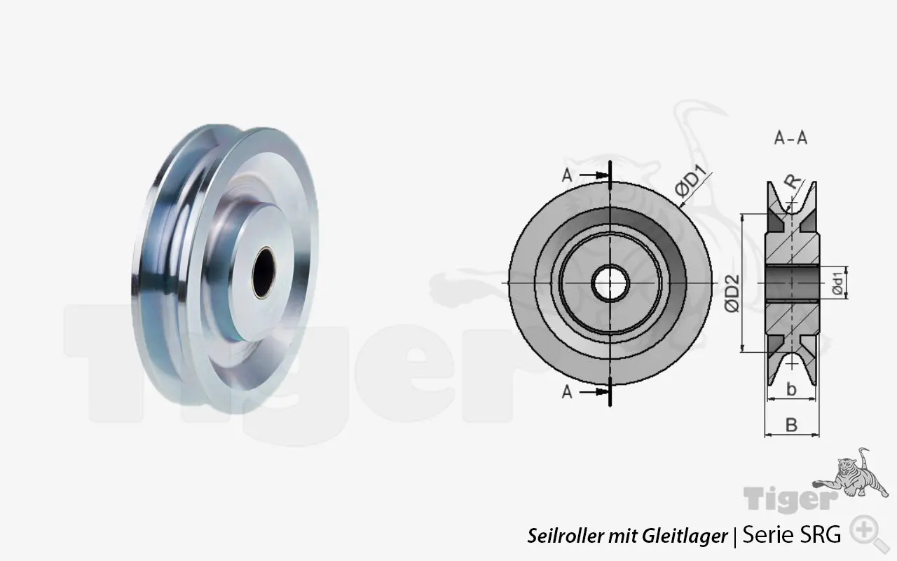 Zum Vergrößern anklicken Technisches Bild für seilrollen-srg-gleitlager