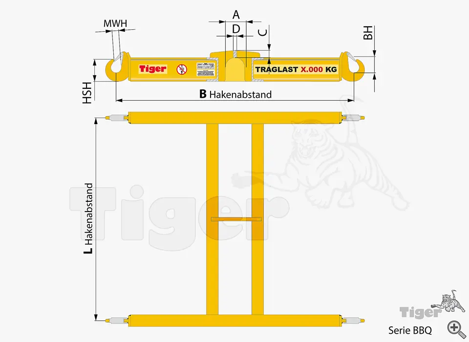 Zum Vergrößern anklicken Technisches Bild für bigbag-krantraverse-bbq-zeichnung1
