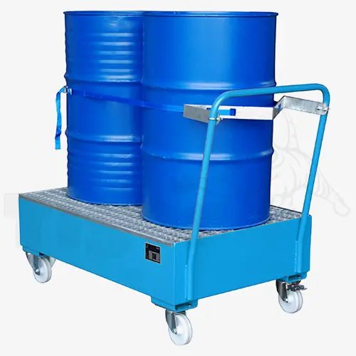 Produktbild von Auffangwanne mit Gitterrost, fahrbar zur umweltgerechten Gefahrstoff-Lagerung Serie AS-2000-Mobil tigerhebezeuge-auffangwanne-mit-gitterrost-mobil-as-2022-blau