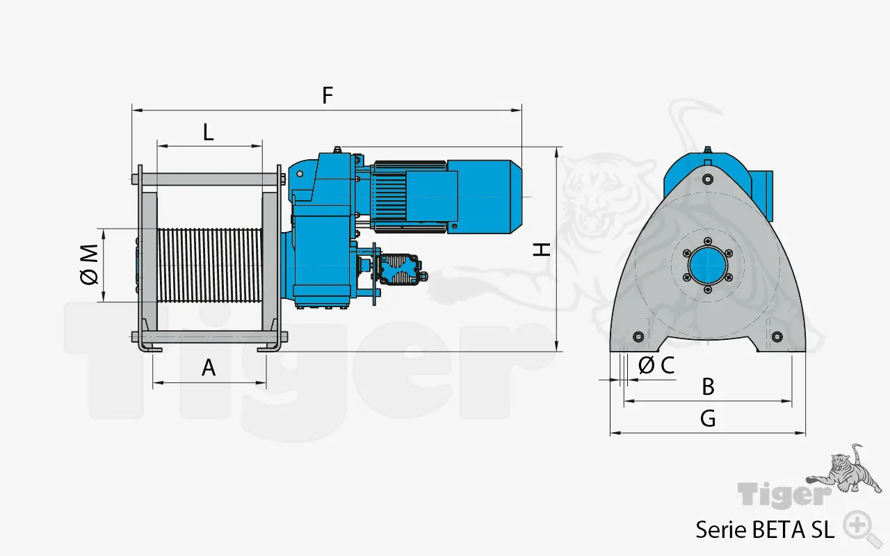 Technisches Bild von Elektroseilwinde 400 Volt mit Schützsteuerung und Getriebeendschalter von Pfaff Technisches Bild für elektroseilwinde-pfaff-beta-sl-zeichnung